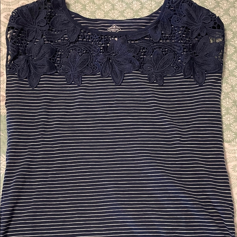 Striped Navy Floral Women's Blouse